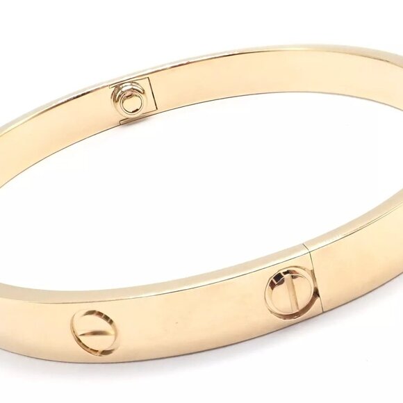 Authentic! Cartier 18k Yellow Gold Love Bangle Bracelet Size 19 Paper - Picture 2 of 10